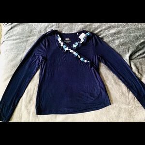 NWT Justice Girls Size 12 Long Sleeve Blue Shirt